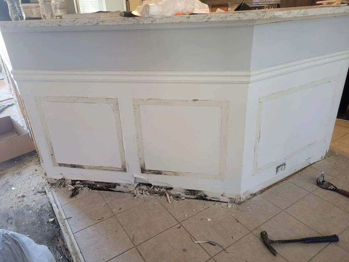 Water damage and mold on kitchen during Storm Damage Restoration in Oak Grove